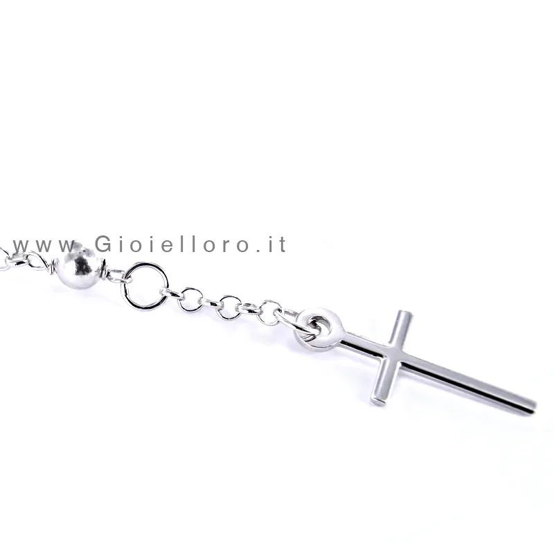 Bracciale Rosario in oro bianco con Madonna Miracolosa