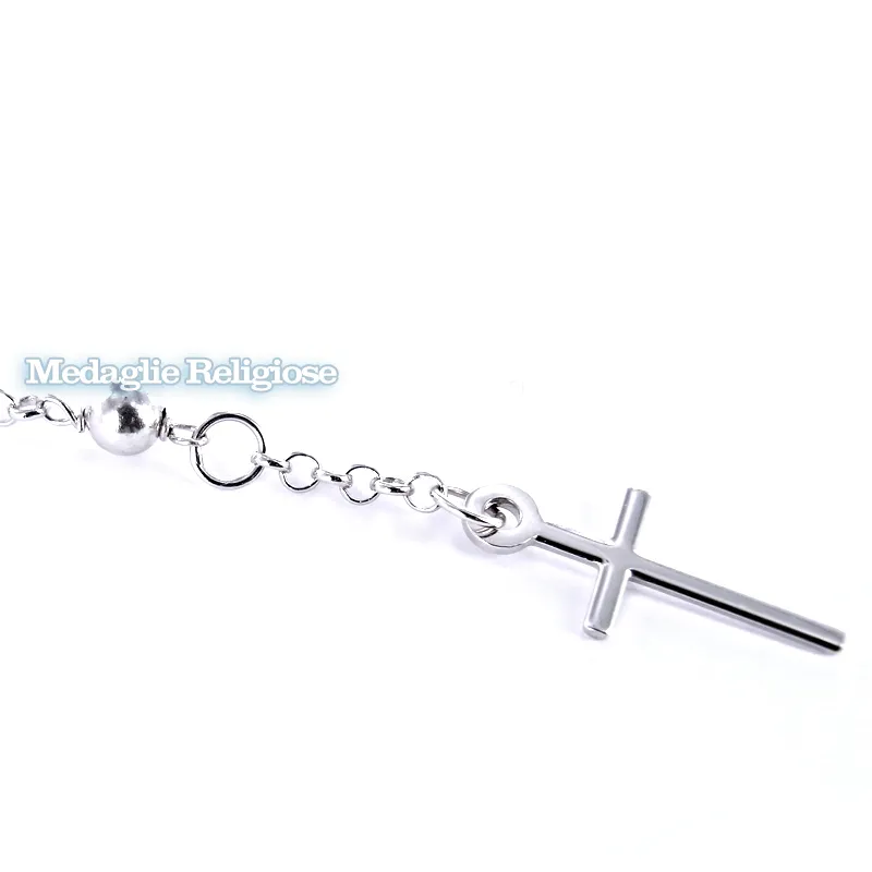 Bracciale Rosario in oro bianco con Madonna Miracolosa